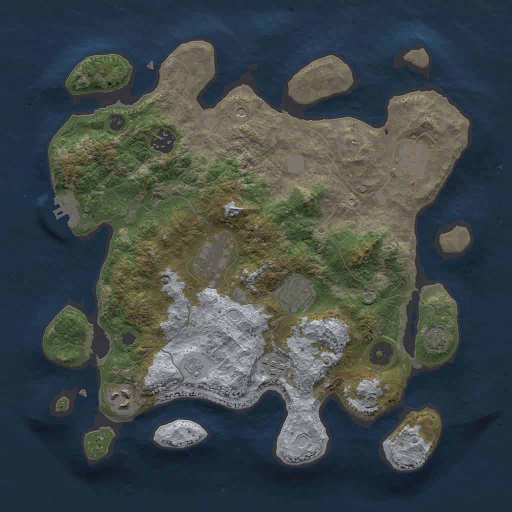 Rust Map: Procedural Map, Size: 3250, Seed: 599874426, 13 Monuments
