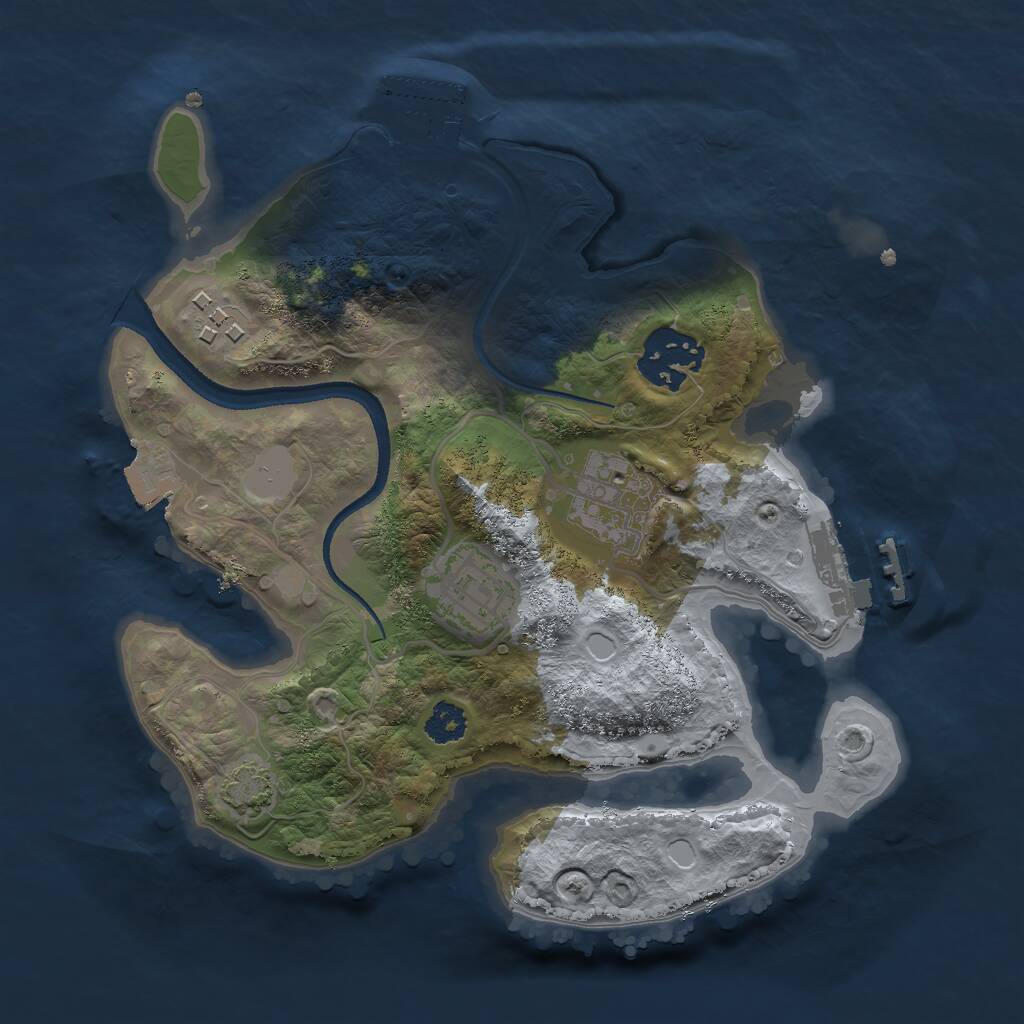 Rust Map: Procedural Map, Size: 2500, Seed: 22372, 8 Monuments