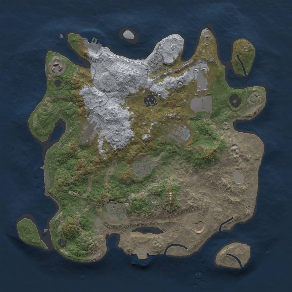 Rust Map: Procedural Map, Size: 3500, Seed: 61311050, 17 Monuments