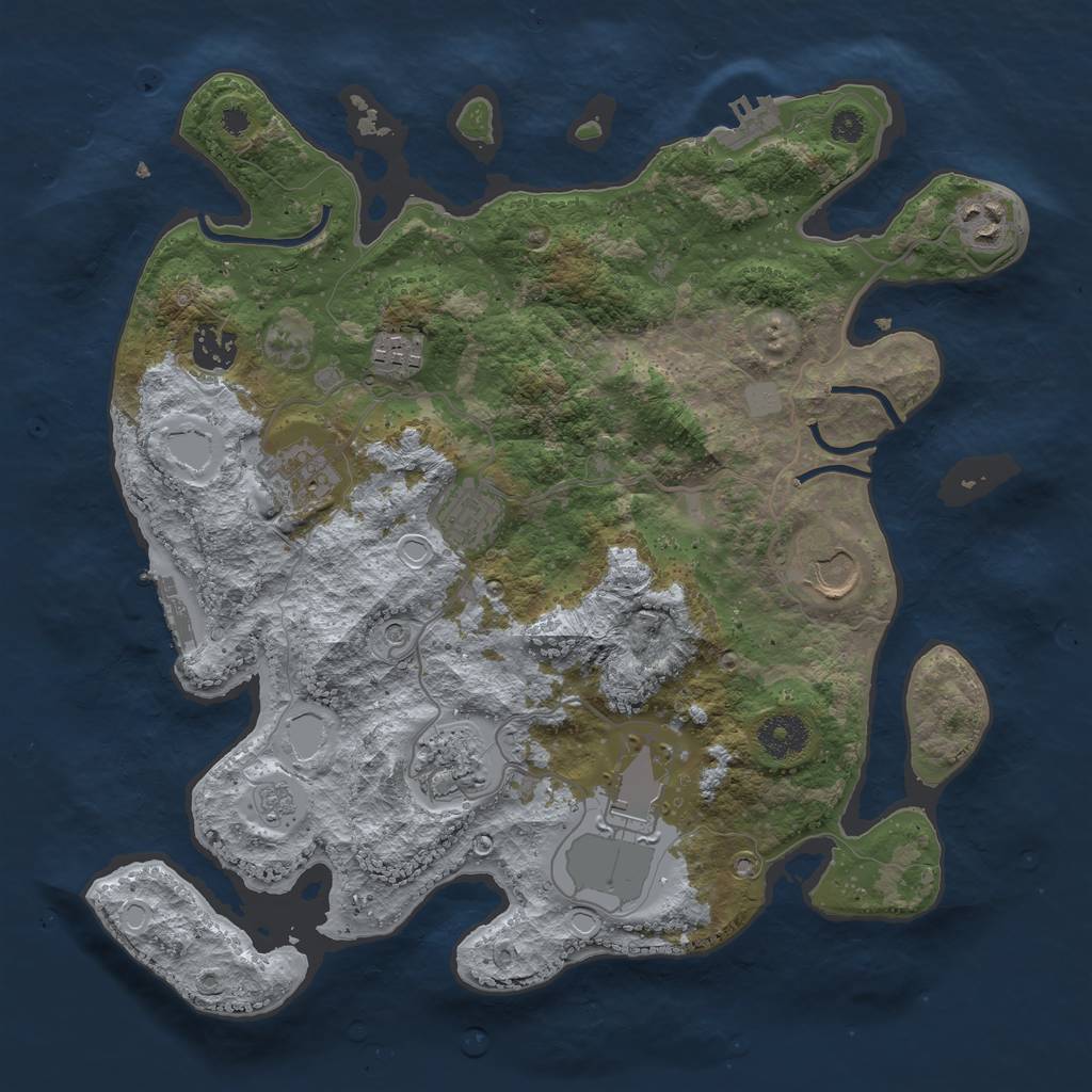 Rust Map: Procedural Map, Size: 3500, Seed: 1274546161, 15 Monuments