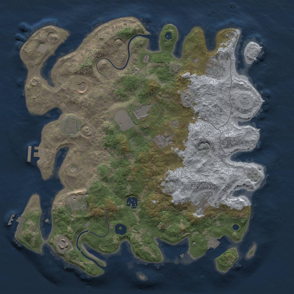 Rust Map: Procedural Map, Size: 3800, Seed: 1052023, 16 Monuments