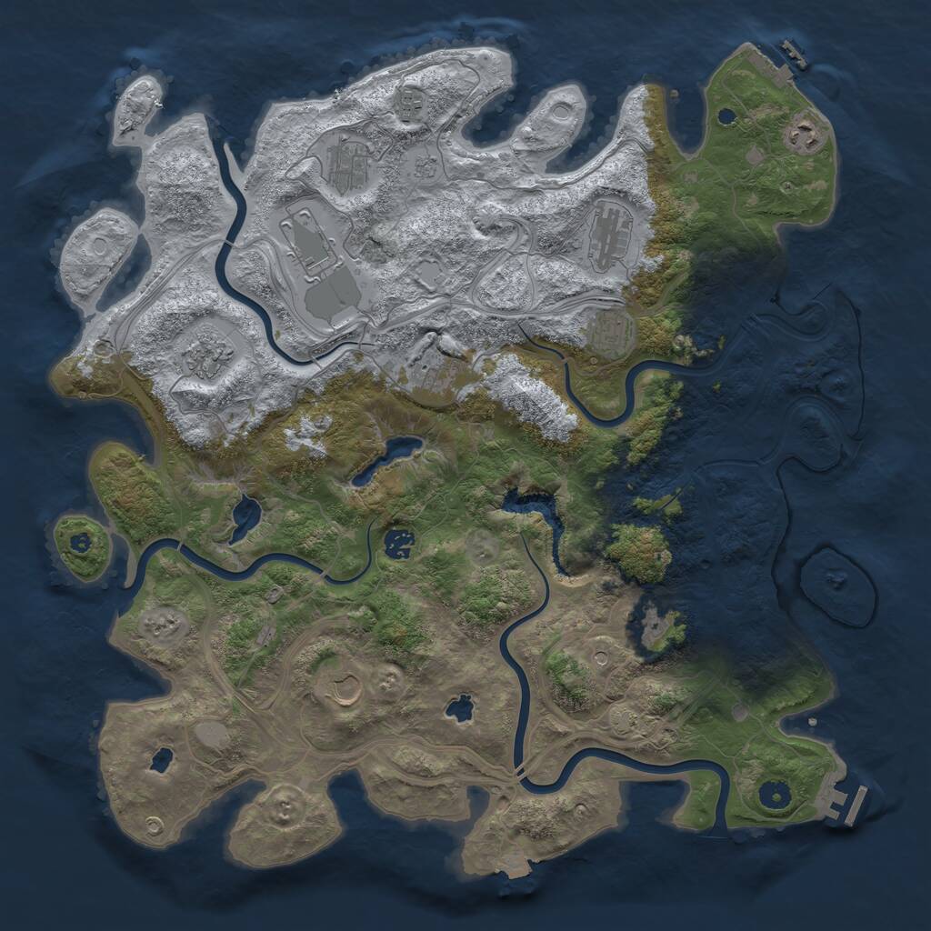 Rust Map: Procedural Map, Size: 4500, Seed: 1625666987, 17 Monuments