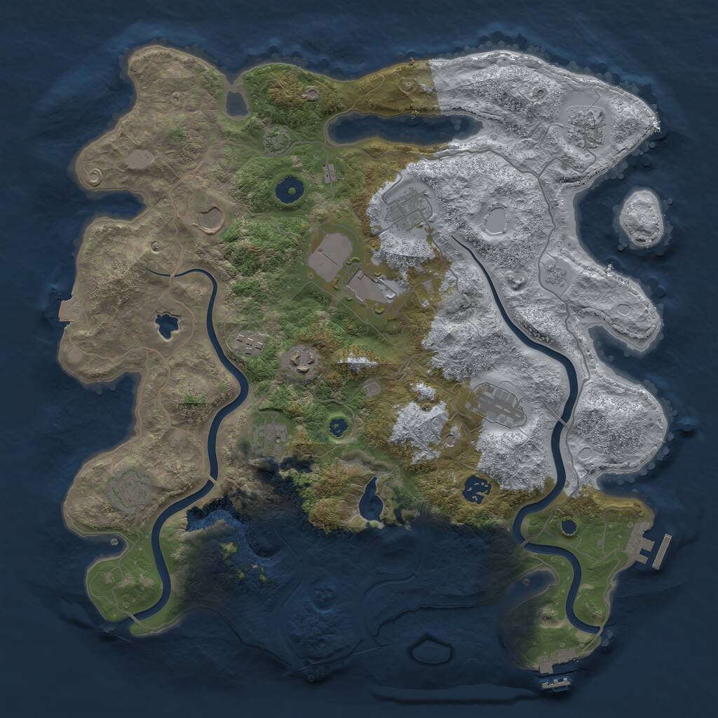 Rust Map: Procedural Map, Size: 4000, Seed: 266373128, 16 Monuments