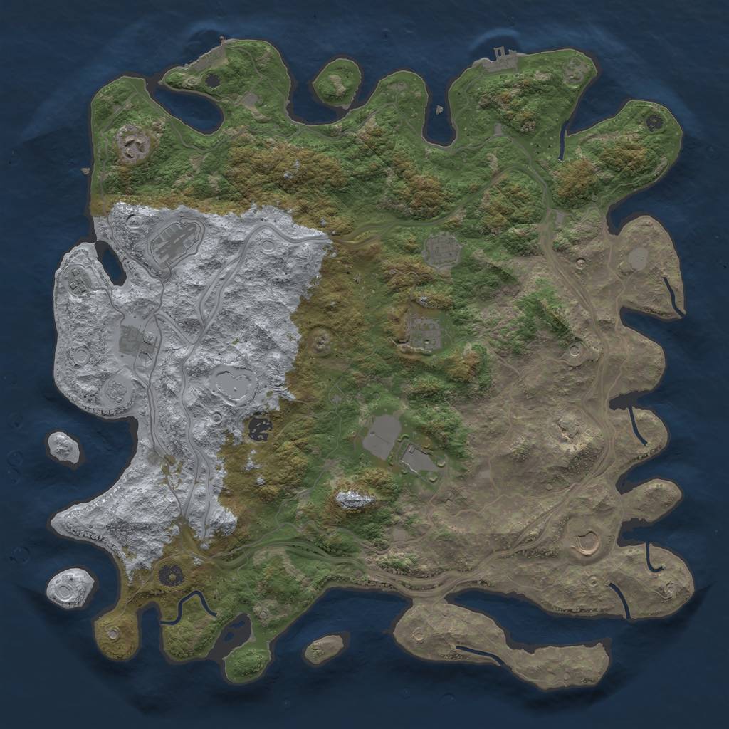 Rust Map: Procedural Map, Size: 4500, Seed: 2056096008, 16 Monuments