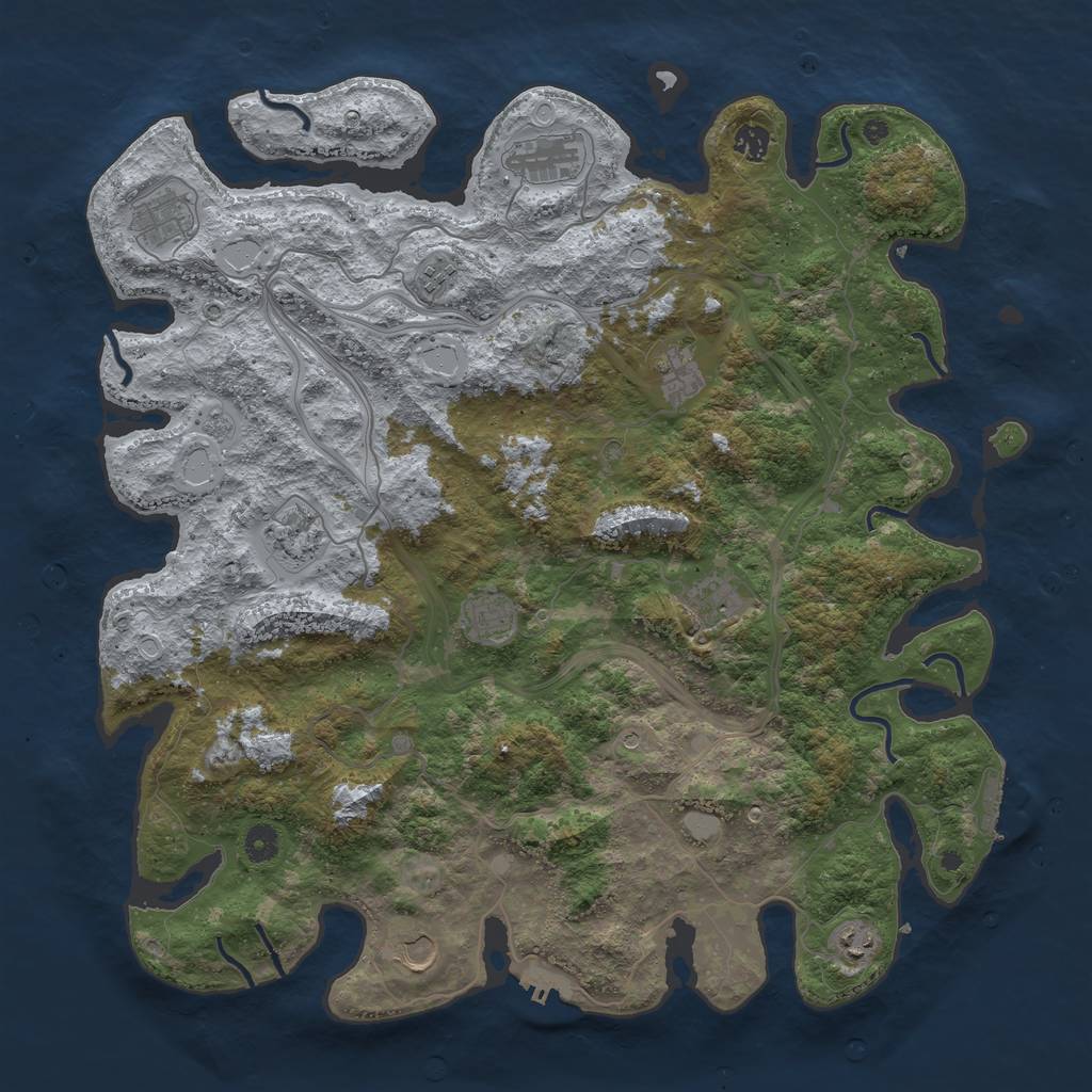 Rust Map: Procedural Map, Size: 4500, Seed: 960916356, 19 Monuments