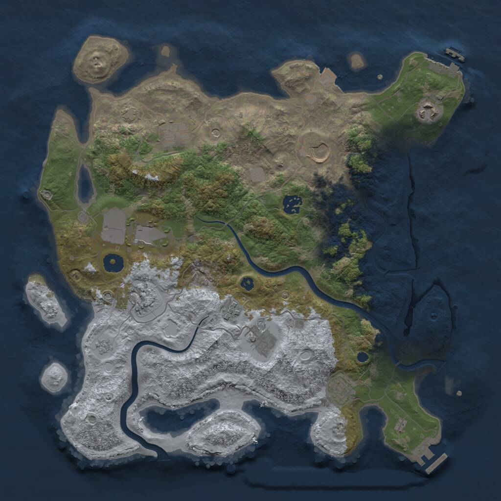 Rust Map: Procedural Map, Size: 3800, Seed: 1677352829, 15 Monuments