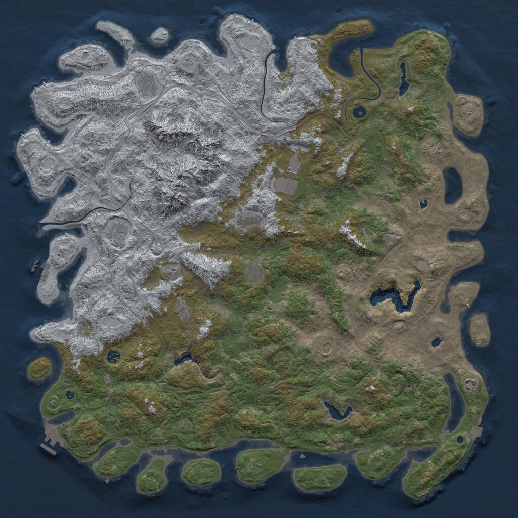 Rust Map: Procedural Map, Size: 6000, Seed: 48621766, 17 Monuments