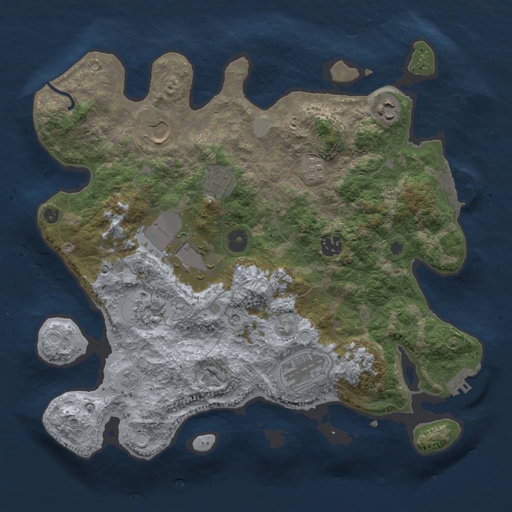 Rust Map: Procedural Map, Size: 3500, Seed: 110374785, 15 Monuments