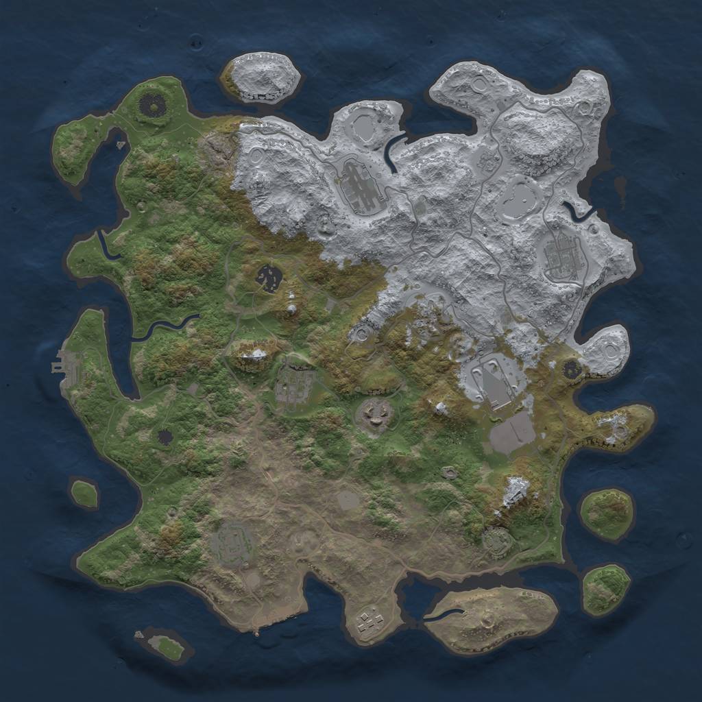 Rust Map: Procedural Map, Size: 4000, Seed: 107772875, 17 Monuments