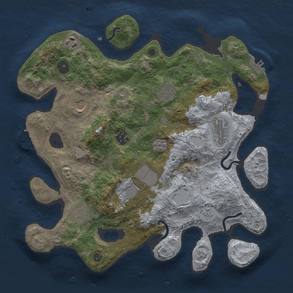Rust Map: Procedural Map, Size: 3500, Seed: 117842110, 17 Monuments