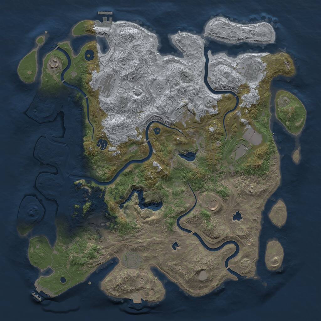 Rust Map: Procedural Map, Size: 4500, Seed: 456645625, 16 Monuments