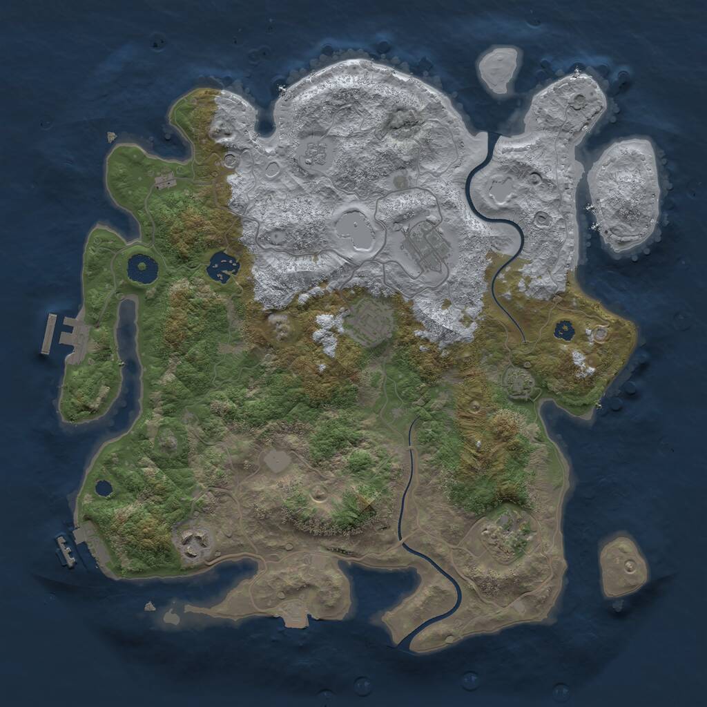 Rust Map: Procedural Map, Size: 3500, Seed: 90568952, 11 Monuments