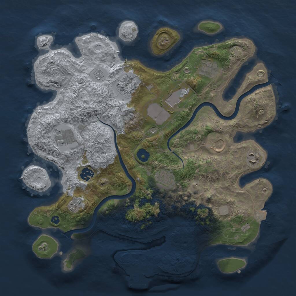 Rust Map: Procedural Map, Size: 3500, Seed: 55486761, 14 Monuments