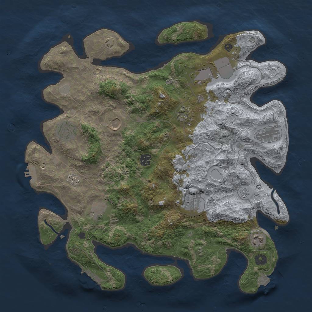 Rust Map: Procedural Map, Size: 3850, Seed: 6496525, 18 Monuments
