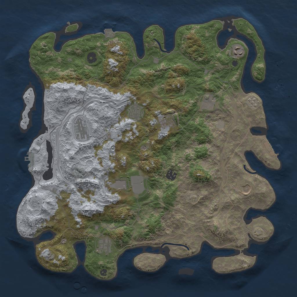 Rust Map: Procedural Map, Size: 4250, Seed: 714728411, 18 Monuments