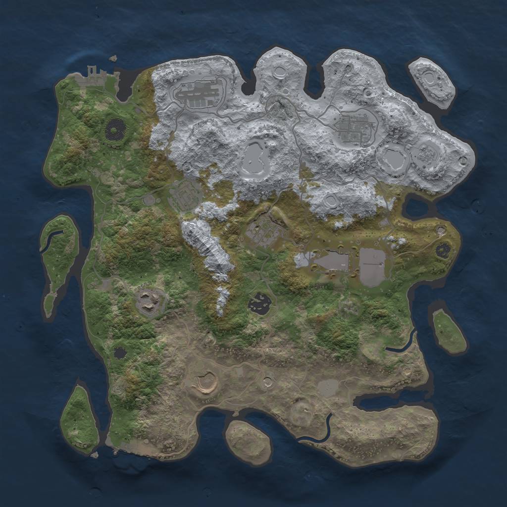 Rust Map: Procedural Map, Size: 3500, Seed: 492610187, 15 Monuments