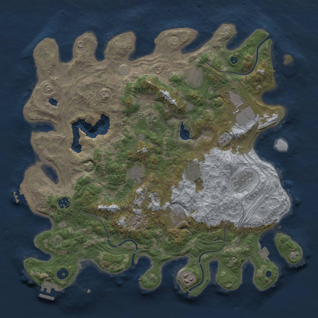 Rust Map: Procedural Map, Size: 4250, Seed: 1075791973, 16 Monuments