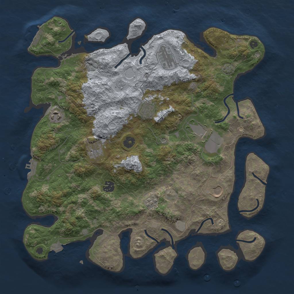 Rust Map: Procedural Map, Size: 3850, Seed: 74111283, 16 Monuments