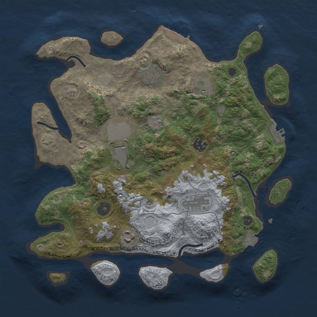 Rust Map: Procedural Map, Size: 3500, Seed: 1666031452, 14 Monuments