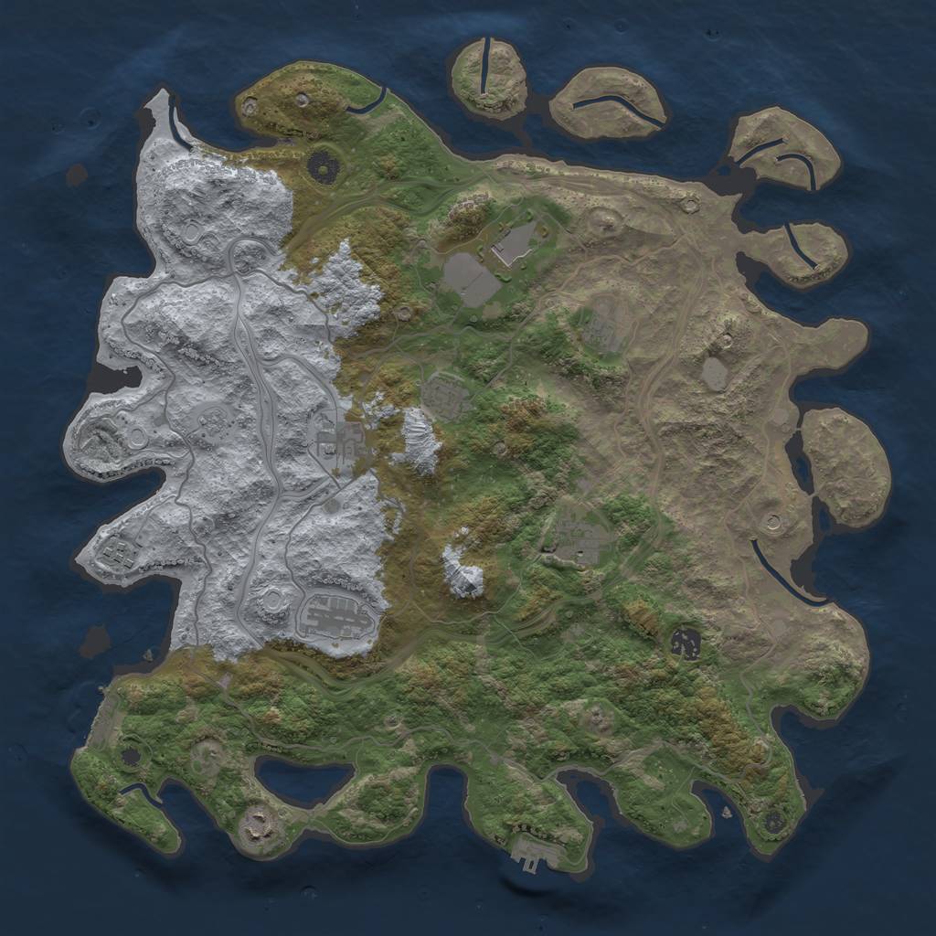 Rust Map: Procedural Map, Size: 4350, Seed: 997478670, 16 Monuments