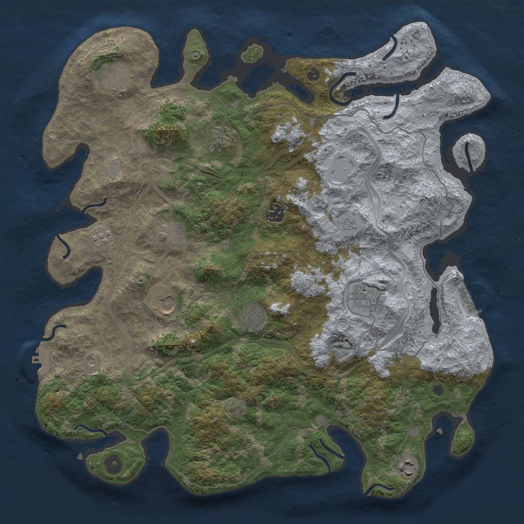 Rust Map: Procedural Map, Size: 4250, Seed: 871062582, 16 Monuments