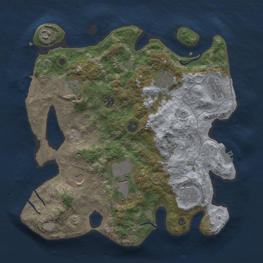 Rust Map: Procedural Map, Size: 3500, Seed: 91780192, 16 Monuments