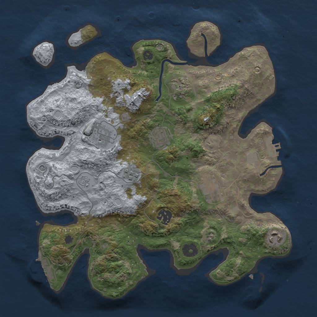 Rust Map: Procedural Map, Size: 3250, Seed: 318484342, 14 Monuments