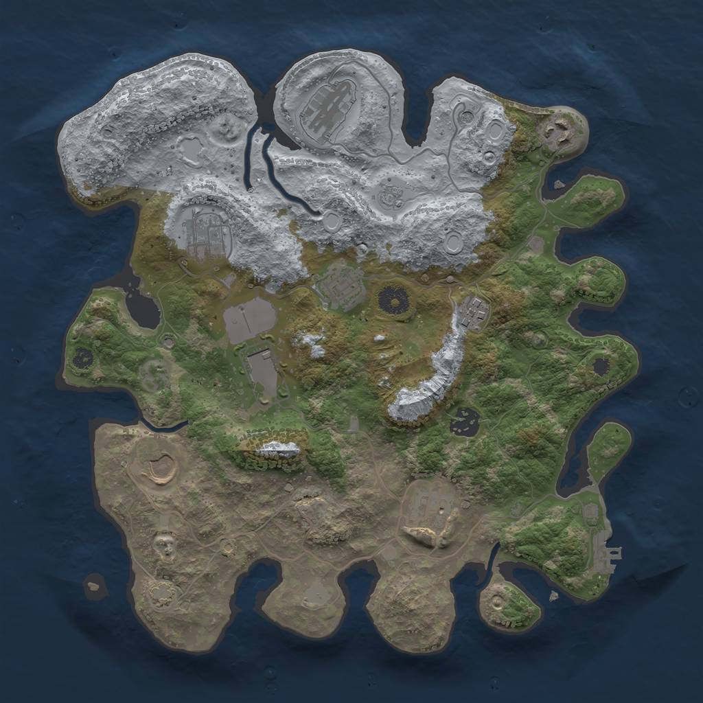 Rust Map: Procedural Map, Size: 3500, Seed: 75246849, 16 Monuments