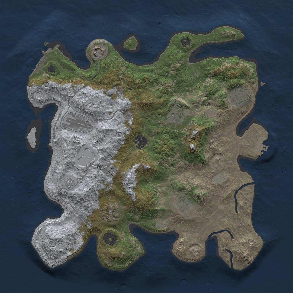 Rust Map: Procedural Map, Size: 3333, Seed: 12127, 15 Monuments