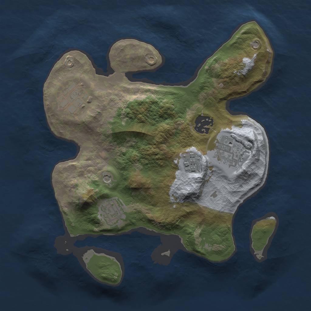 Rust Map: Barren, Size: 2500, Seed: 787854, 8 Monuments