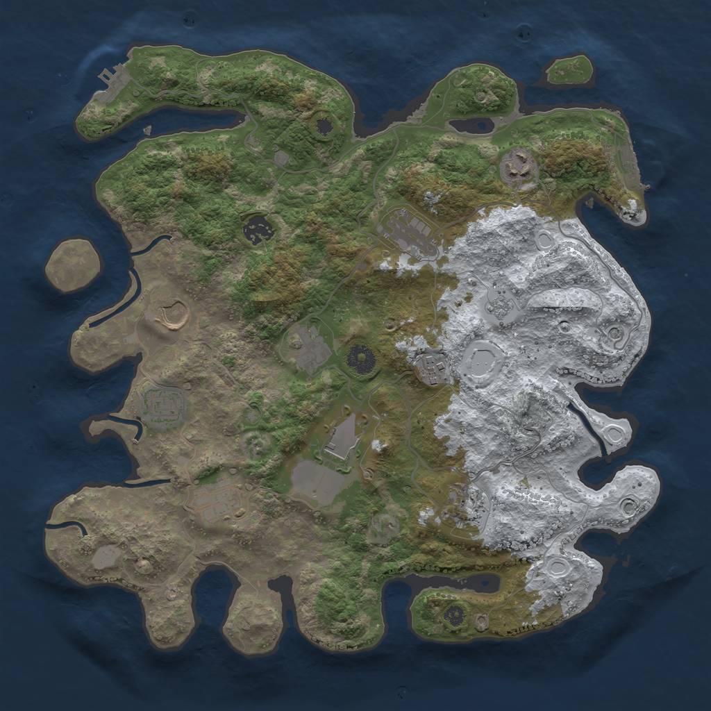 Rust Map: Procedural Map, Size: 3700, Seed: 654, 19 Monuments