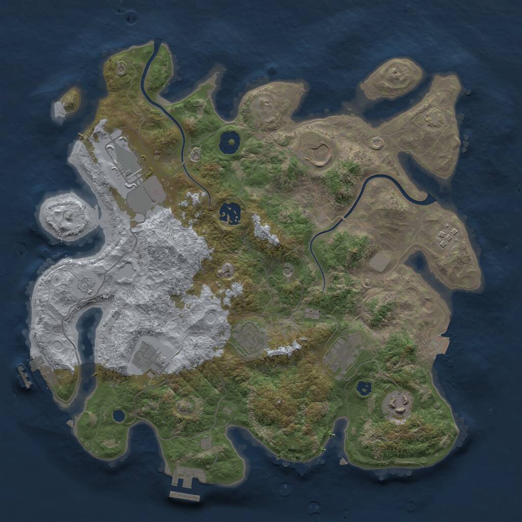 Rust Map: Procedural Map, Size: 3500, Seed: 64135749, 14 Monuments