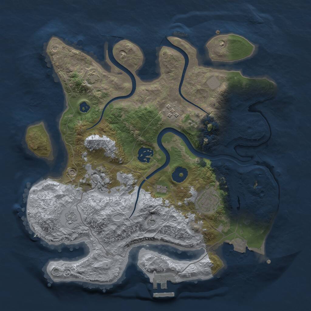 Rust Map: Procedural Map, Size: 3000, Seed: 562315, 9 Monuments