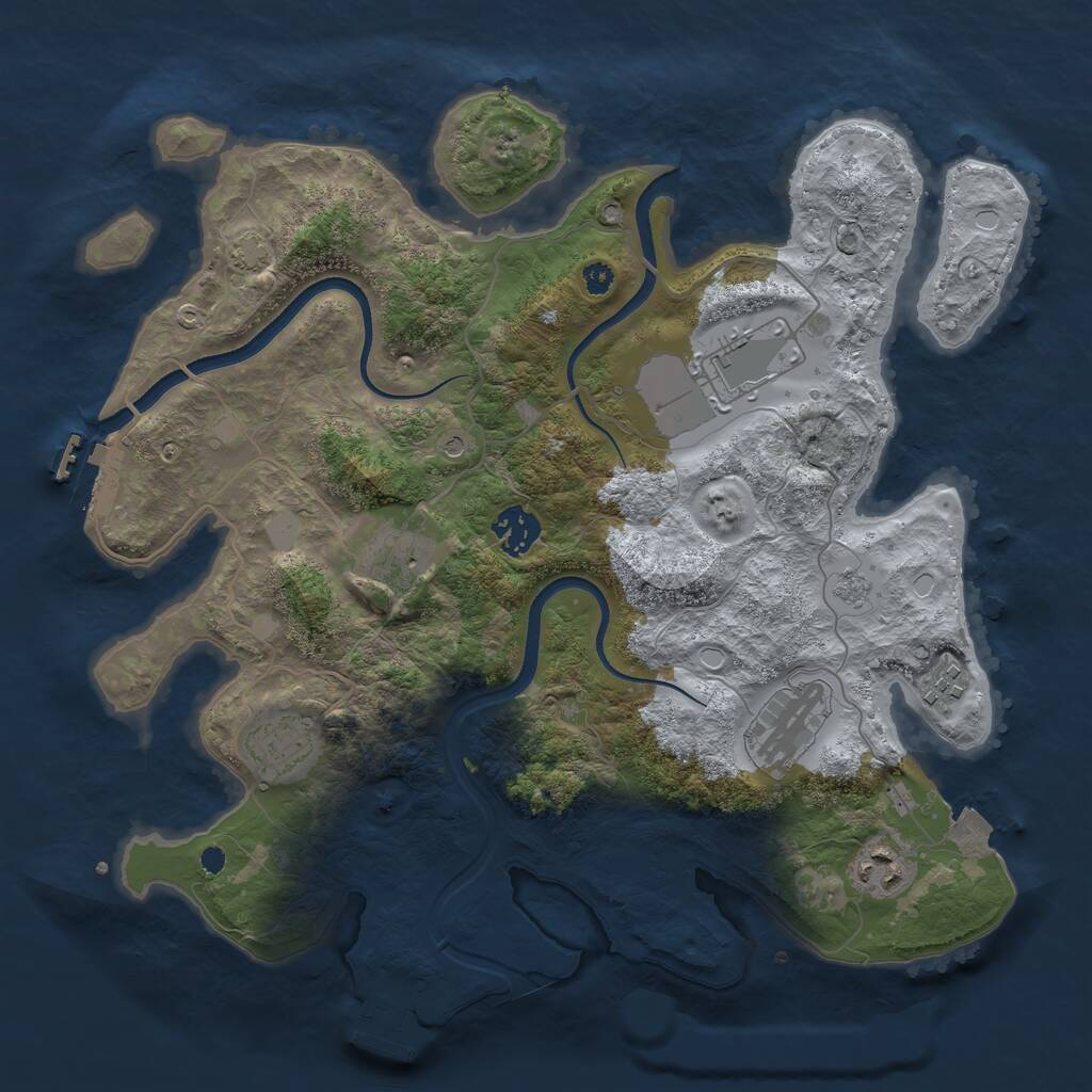 Rust Map: Procedural Map, Size: 3500, Seed: 654918728, 13 Monuments