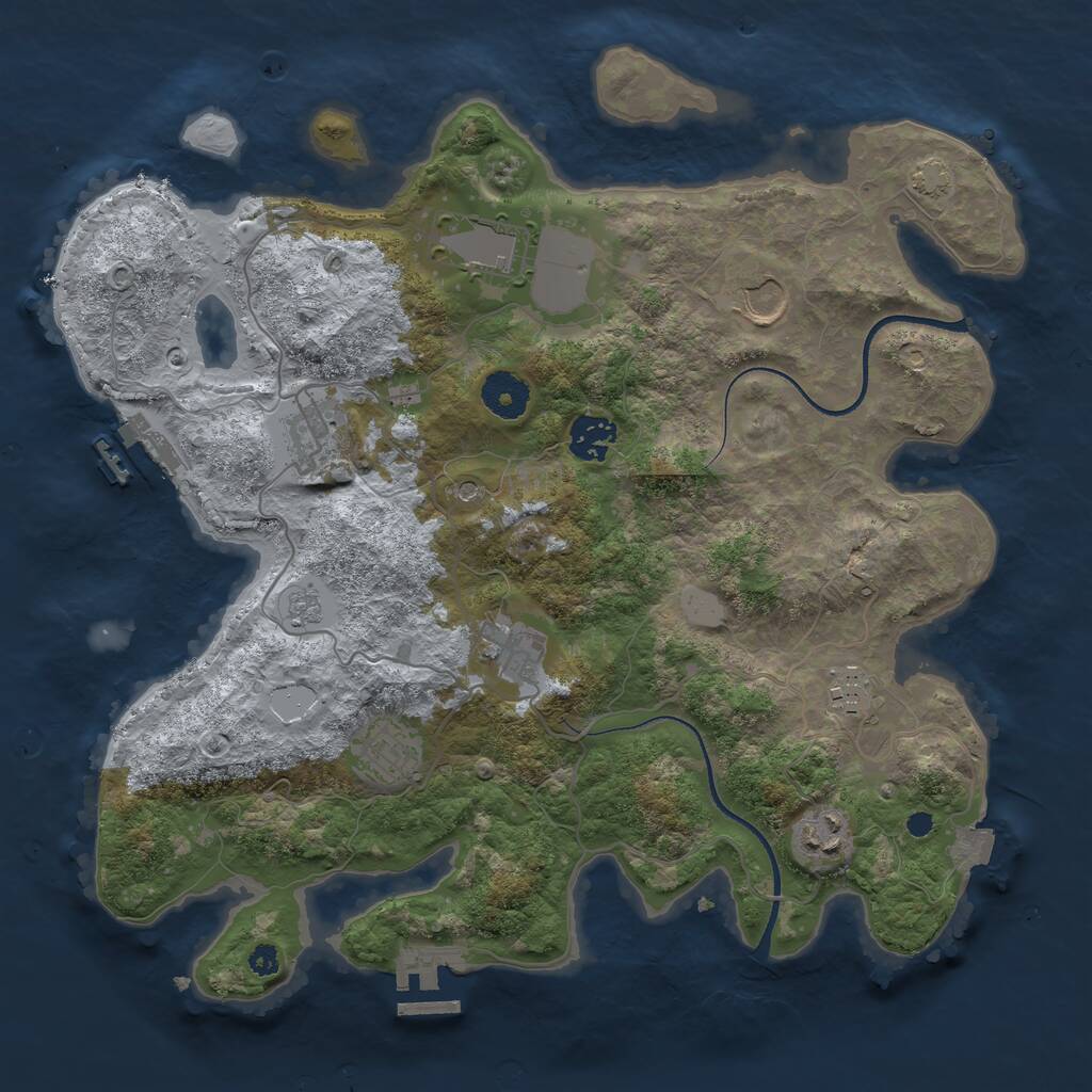 Rust Map: Procedural Map, Size: 3500, Seed: 26167228, 14 Monuments