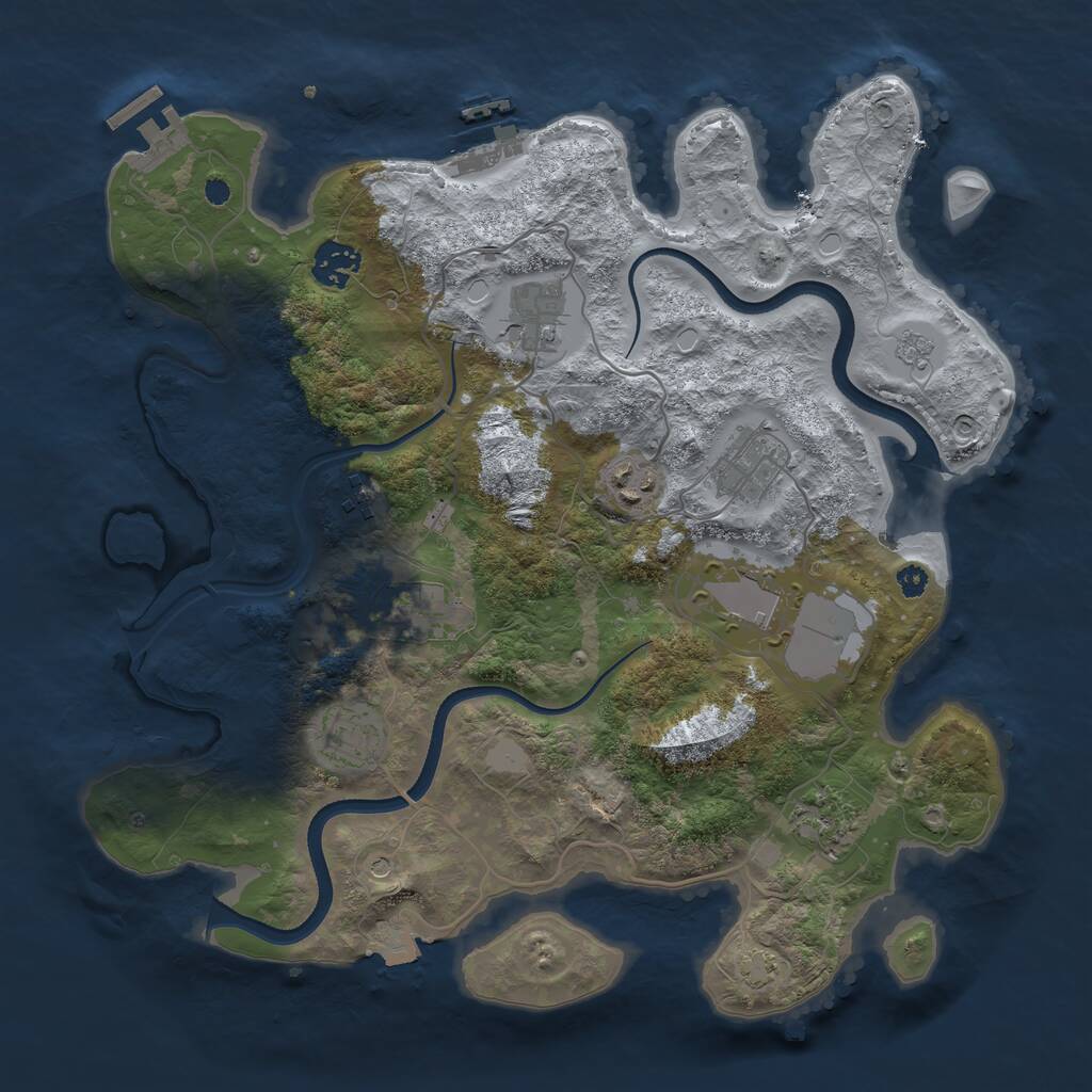 Rust Map: Procedural Map, Size: 3500, Seed: 70696957, 15 Monuments