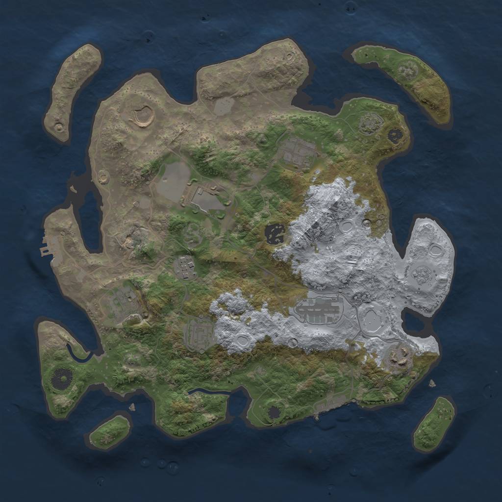 Rust Map: Procedural Map, Size: 3500, Seed: 431286018, 16 Monuments