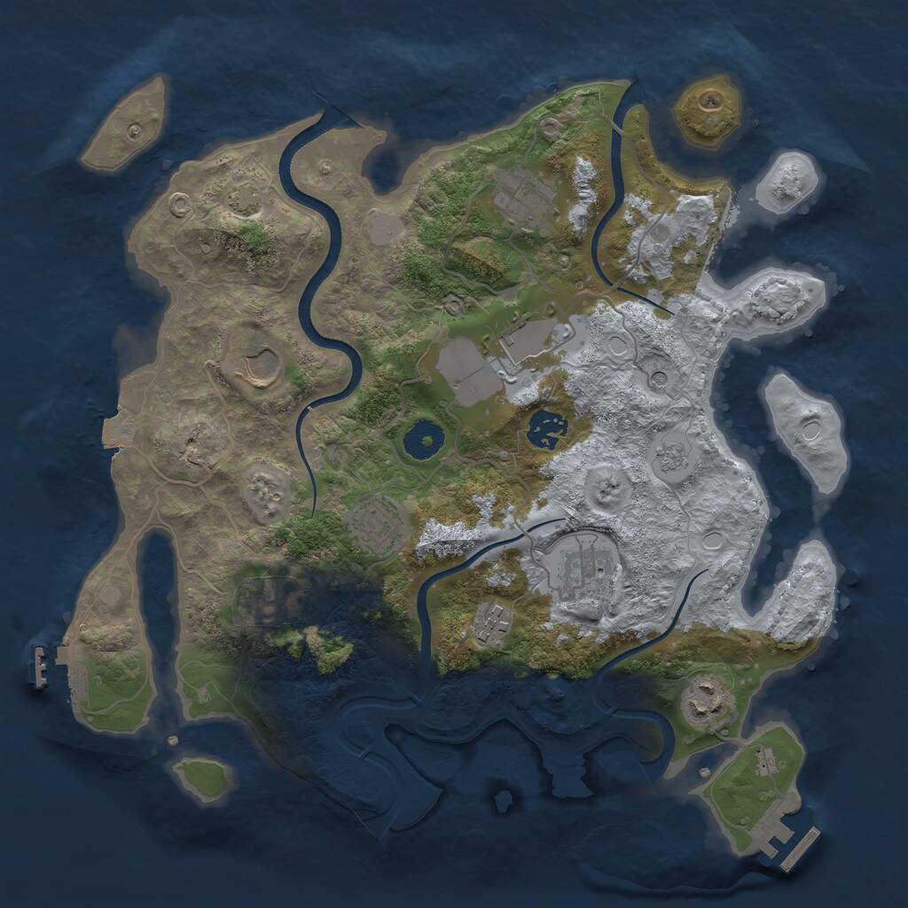 Rust Map: Procedural Map, Size: 3500, Seed: 9832252, 15 Monuments