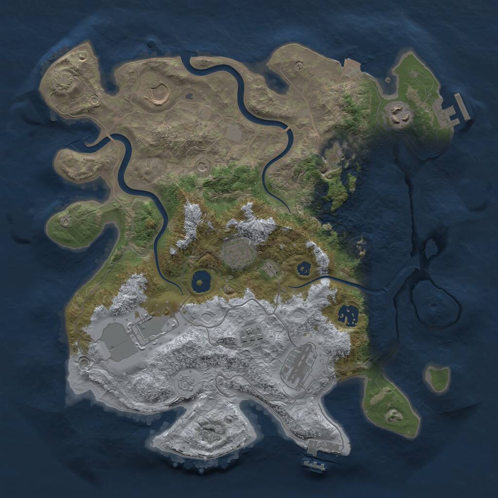 Rust Map: Procedural Map, Size: 3500, Seed: 37118528, 14 Monuments