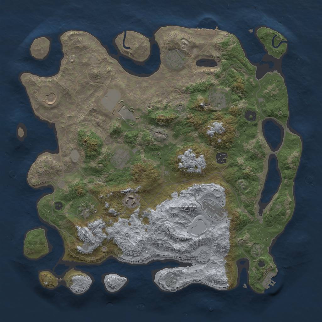 Rust Map: Procedural Map, Size: 4050, Seed: 2046731136, 17 Monuments