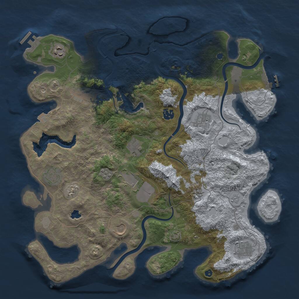 Rust Map: Procedural Map, Size: 4000, Seed: 69954, 17 Monuments