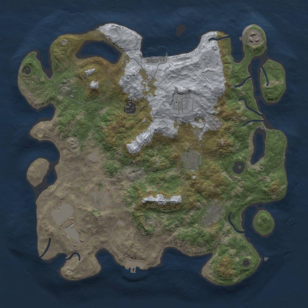 Rust Map: Procedural Map, Size: 3700, Seed: 341416926, 16 Monuments