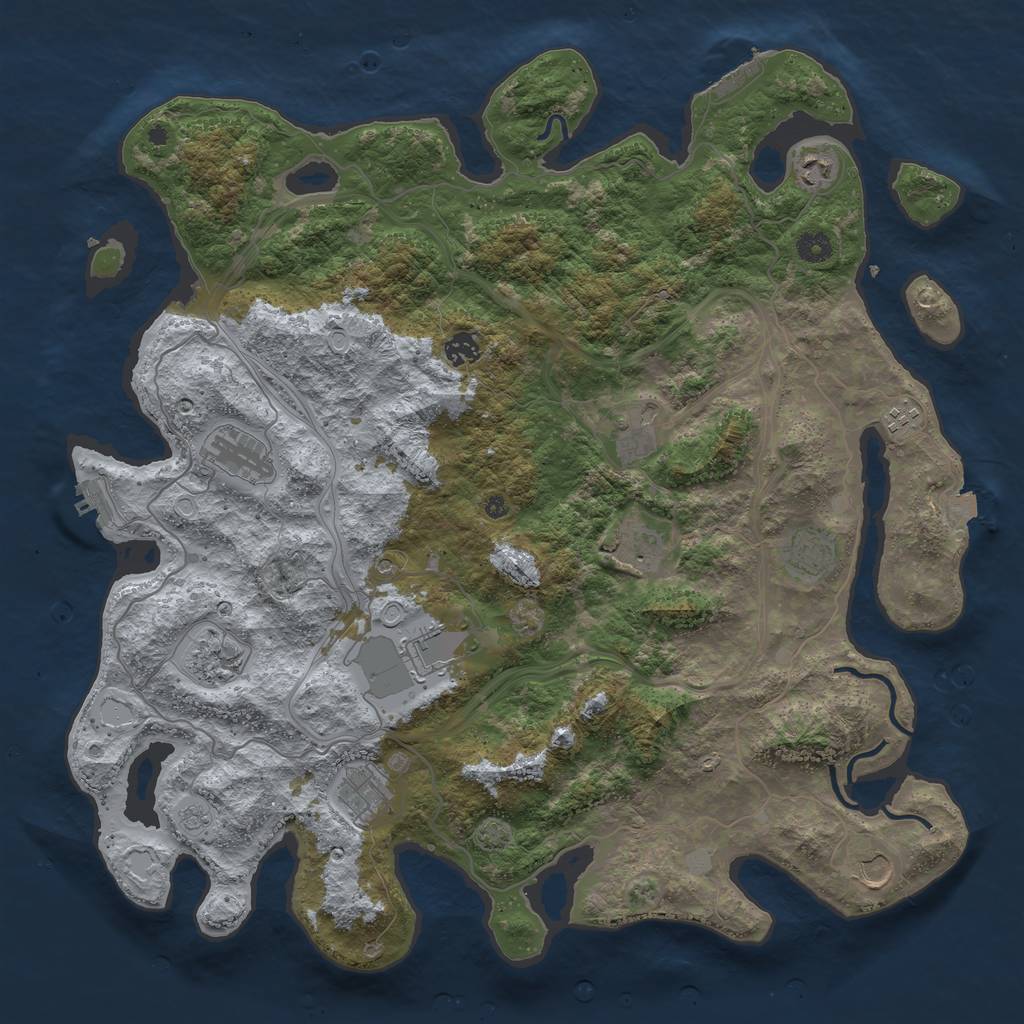 Rust Map: Procedural Map, Size: 4500, Seed: 2056173788, 19 Monuments