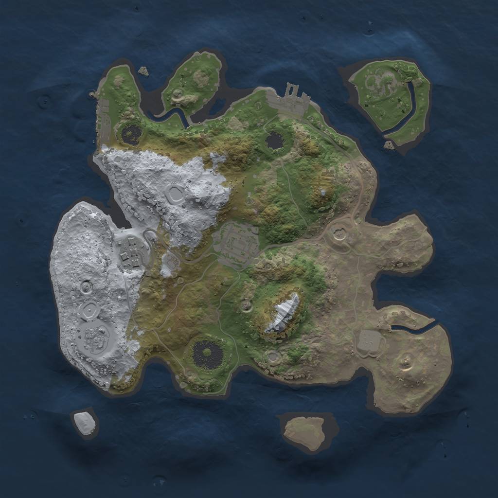 Rust Map: Procedural Map, Size: 2500, Seed: 1806418420, 9 Monuments