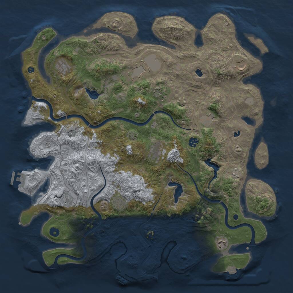 Rust Map: Procedural Map, Size: 4500, Seed: 1938310327, 17 Monuments