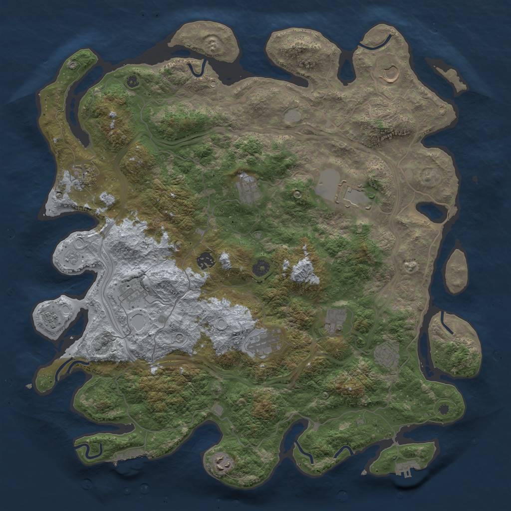 Rust Map: Procedural Map, Size: 4500, Seed: 1938310327, 18 Monuments