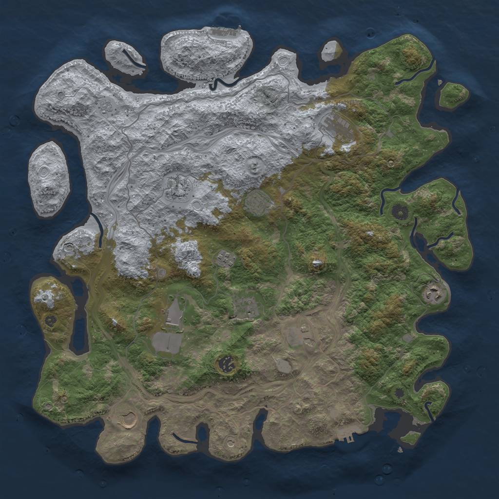 Rust Map: Procedural Map, Size: 4500, Seed: 1911707679, 17 Monuments