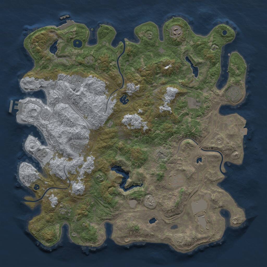 Rust Map: Procedural Map, Size: 4500, Seed: 20230105, 16 Monuments