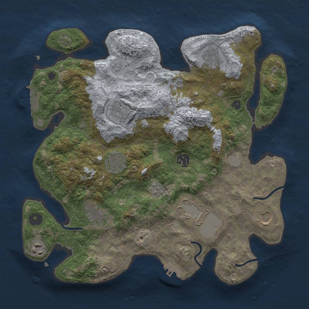 Rust Map: Procedural Map, Size: 3500, Seed: 89724323, 16 Monuments