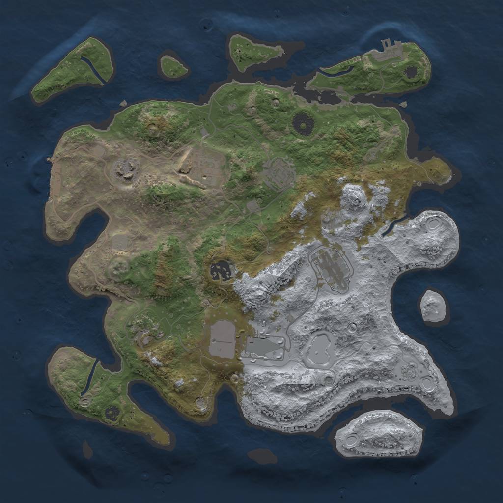 Rust Map: Procedural Map, Size: 3500, Seed: 457341737, 13 Monuments